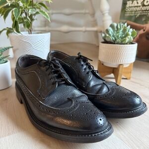 VTG! Dexter USA Made Mens Black Leather‎ Wingtip Brogue Oxford Dress Shoes 8 D
